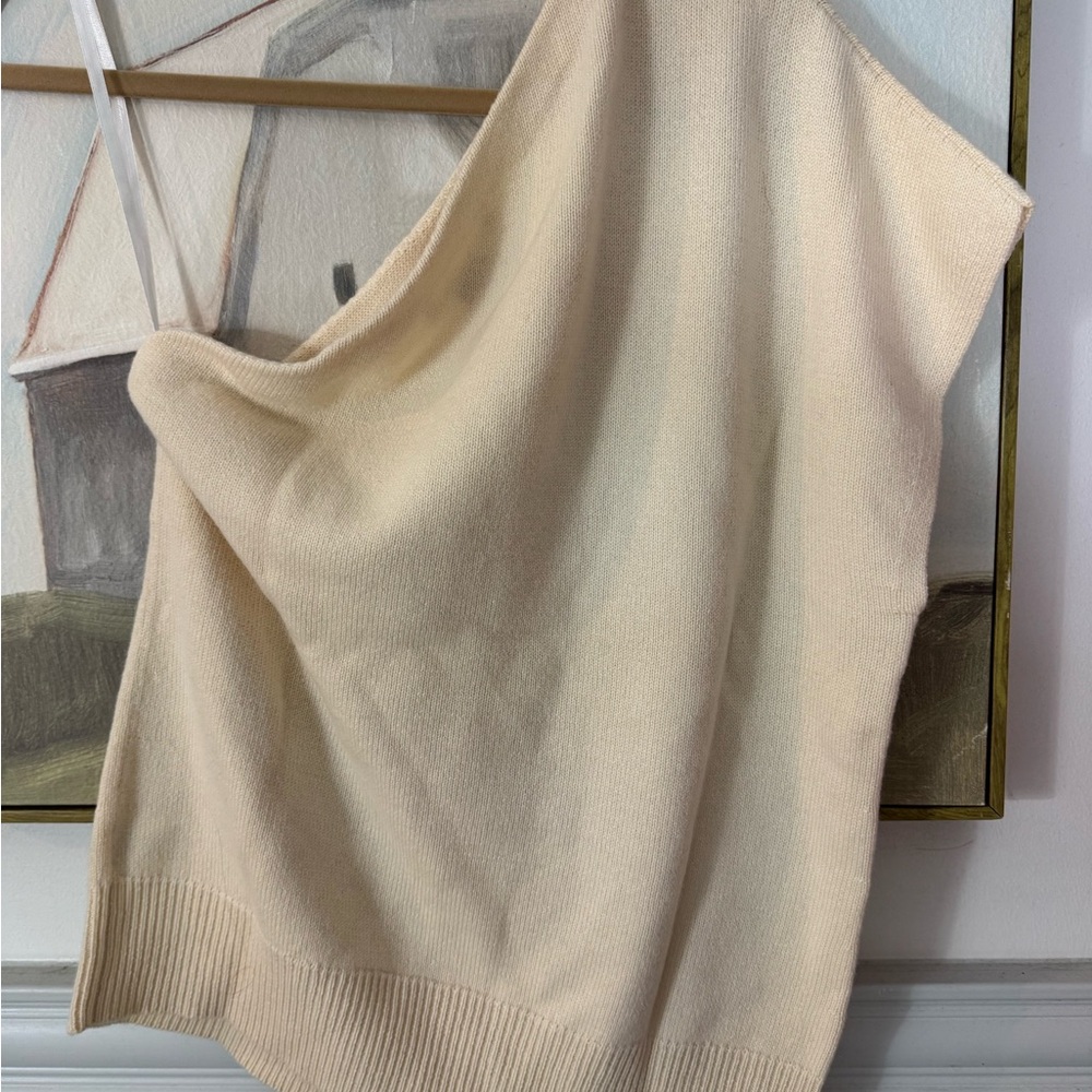 MICHAEL KORS Off-Shoulder Asymmetrical Cream Sweater Size M - Picture 6 of 8